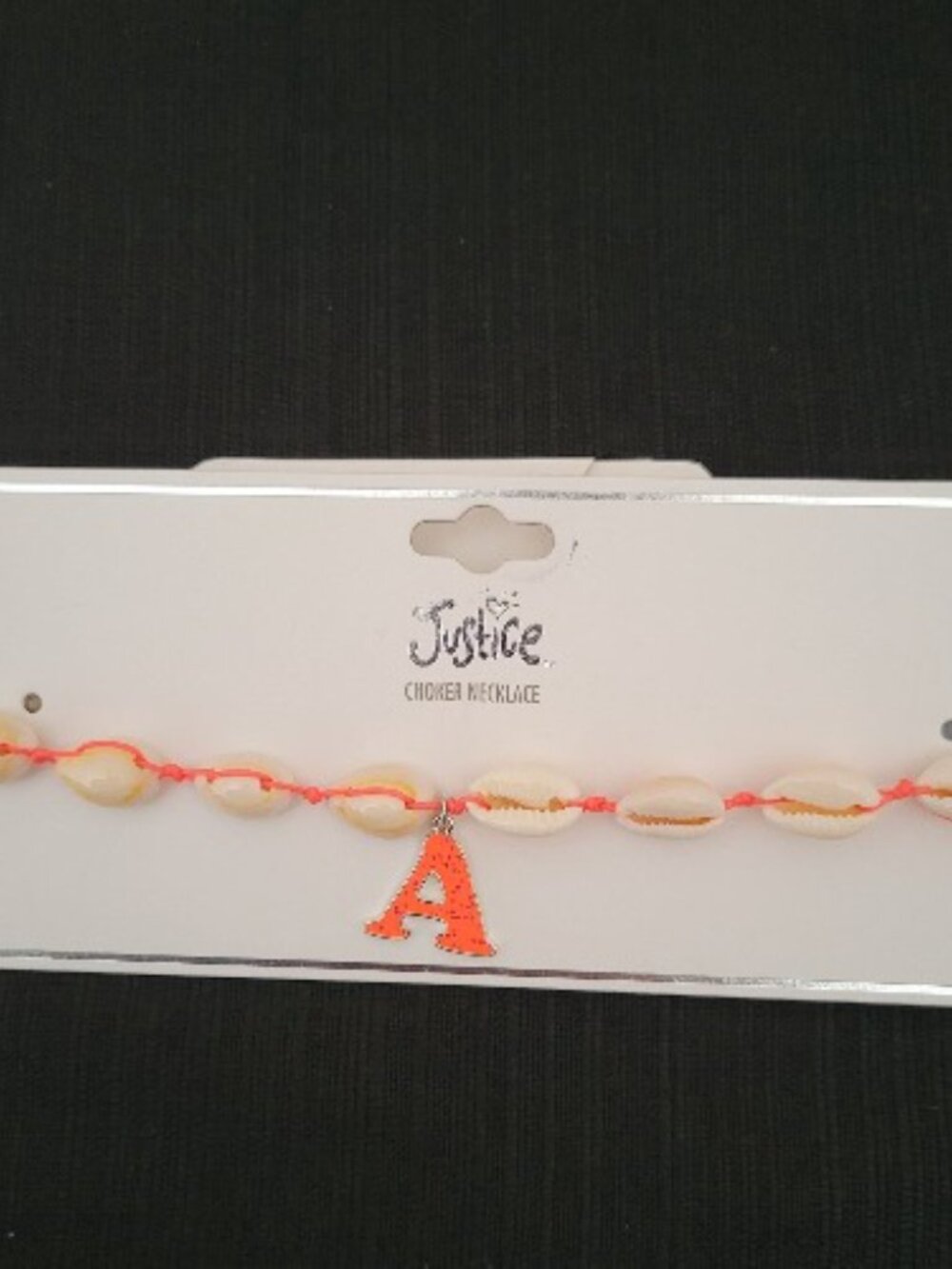 She Sells Seashells by the Seashore. Girls' Neon Orange Chokers Initials A, C, K